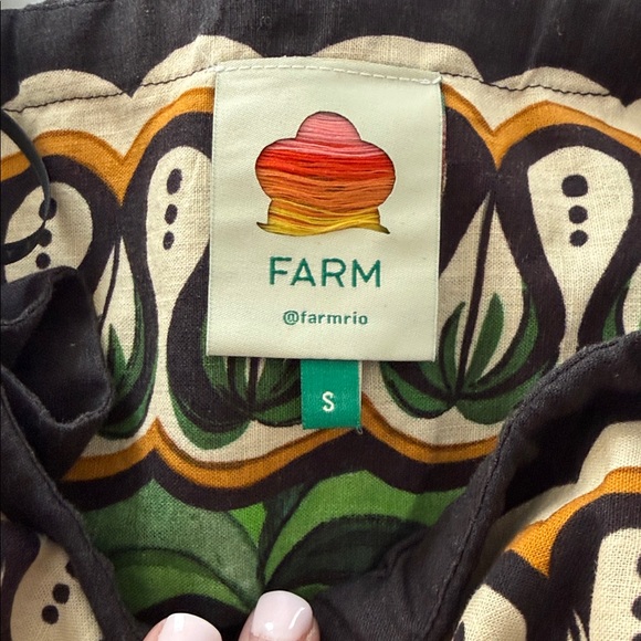 Farm Rio Coconut Tree Flow Scarf Linen Blend Midi Dress - Picture 4 of 4